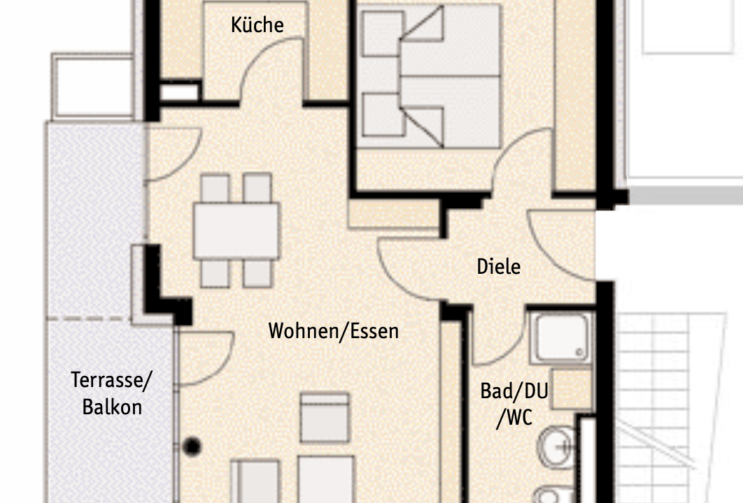 Neuwertige 2-Zimmer-Wohnung am Rebstockpark mit Balkon und EBK in Frankfurt am Main-Grundriss